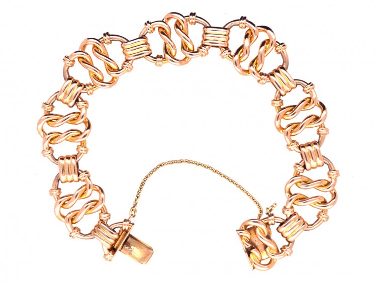 Edwardian 15ct Gold Interwoven Heart Links Bracelet