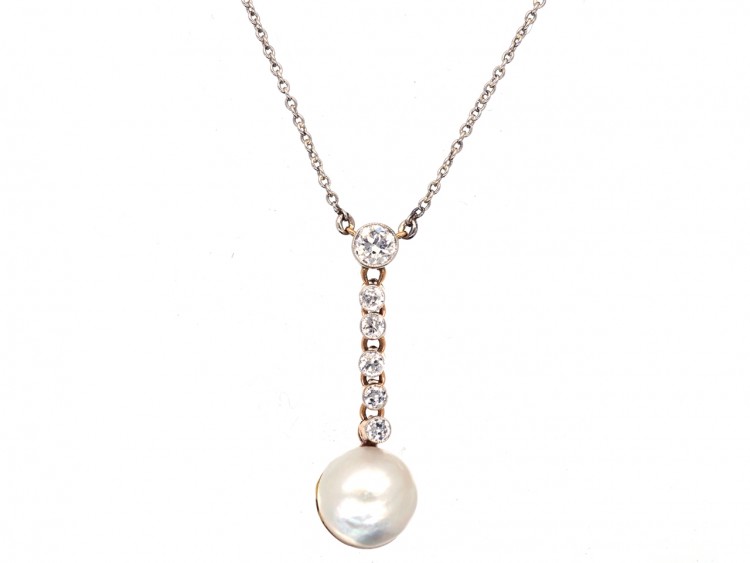Pearl & Diamond Pendant on Chain