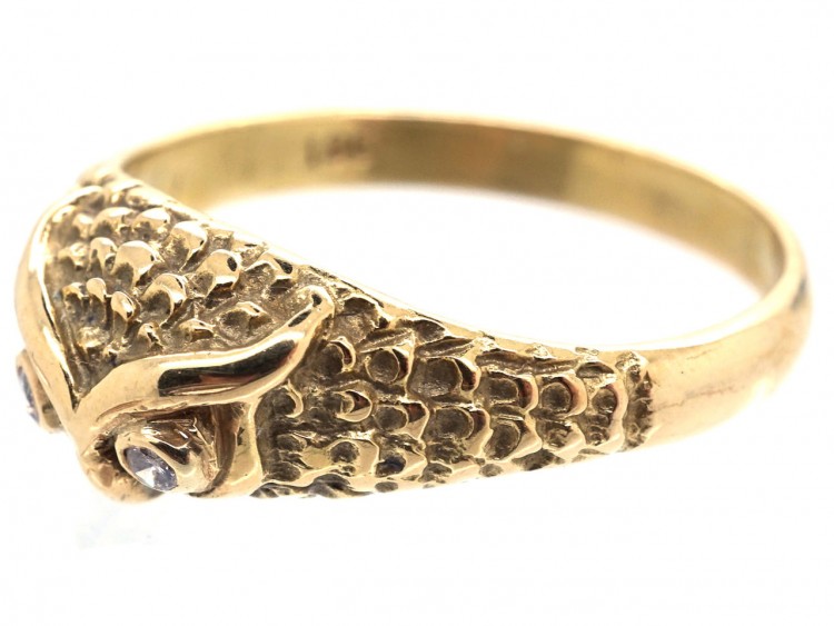 18ct Gold Owl Ring with Diamond Eyes
