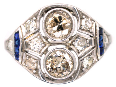 Art Deco Diamond & Sapphire Ring