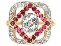 Art Deco Diamond & Ruby Square Ring