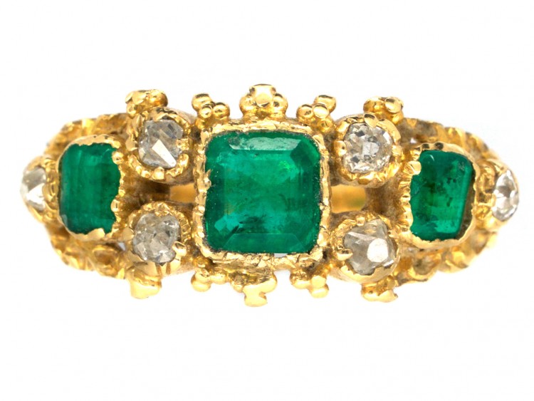 18ct Gold Georgian Emerald & Diamond Ring