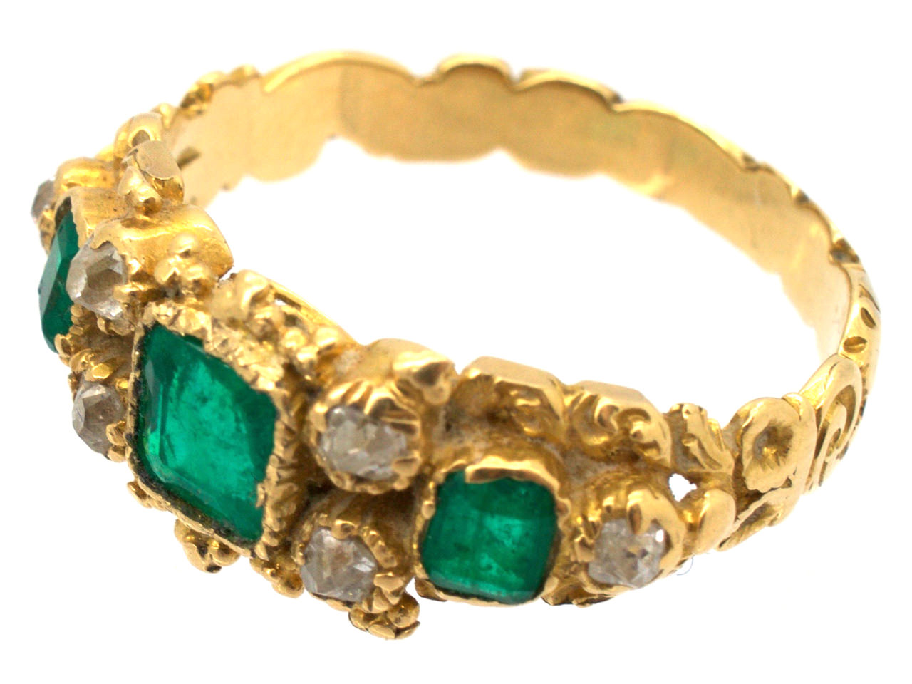 18ct Gold Georgian Emerald & Diamond Ring (442G) | The Antique ...