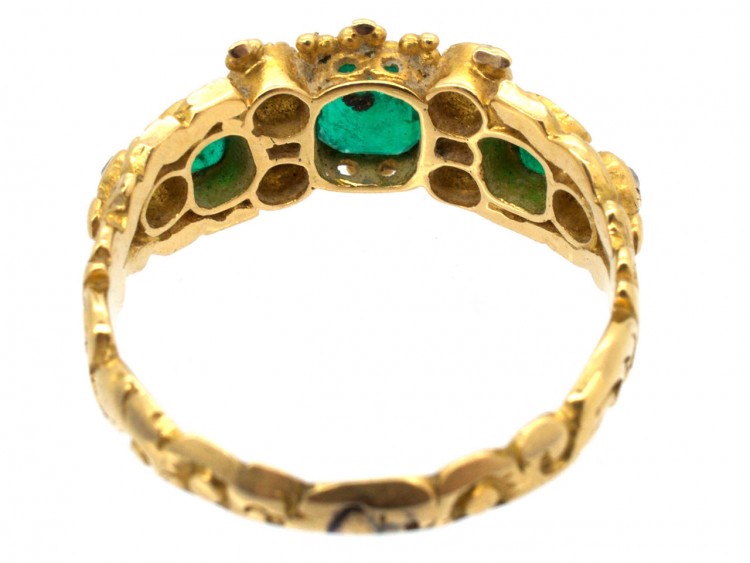 18ct Gold Georgian Emerald & Diamond Ring