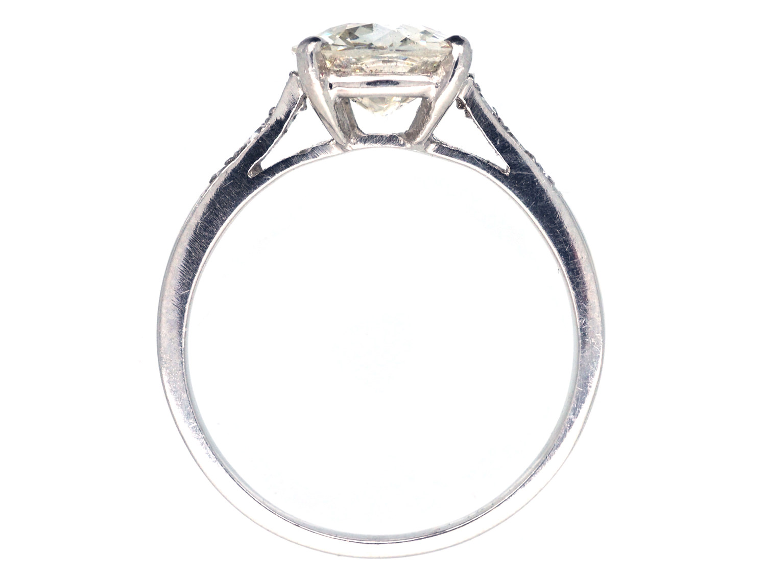 Diamond Solitaire Ring with Diamond Shoulders (696G) | The Antique ...