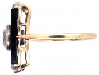 Art Deco 18ct Gold, Diamond & Onyx Plaque Ring
