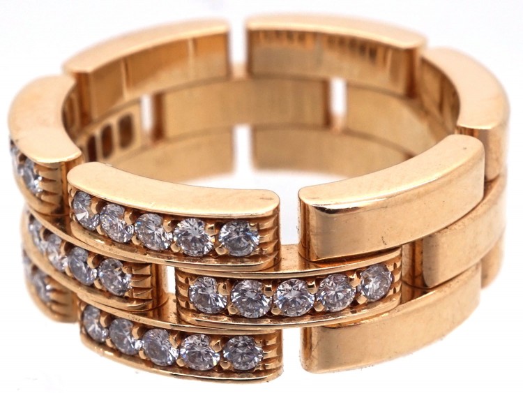 Cartier Maillon Panthere 18ct Yellow Gold Diamond Band Ring