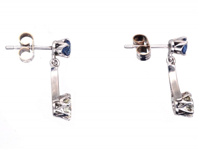 Art Deco Sapphire & Diamond Drop Earrings