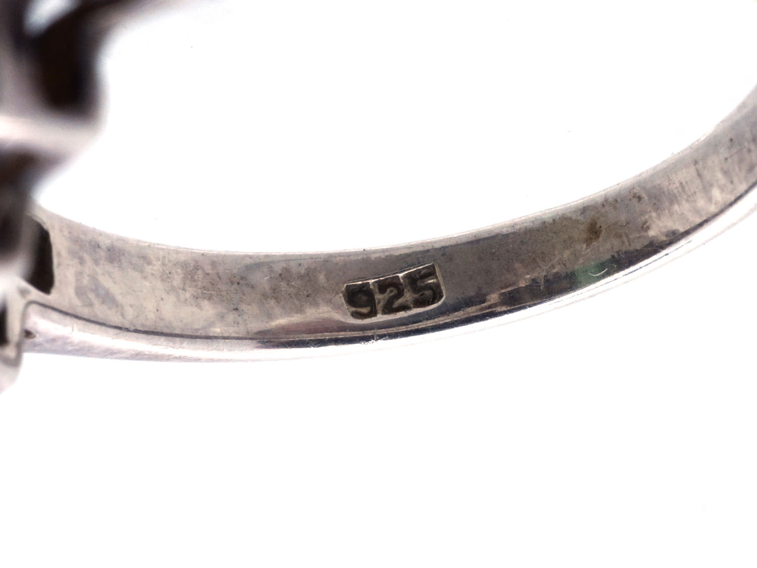 Silver, Marcasite & Green Paste Art Deco Ring (994B1/OJ) | The Antique ...