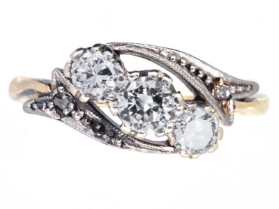 Edwardian Three Stone Diamond Twist Ring