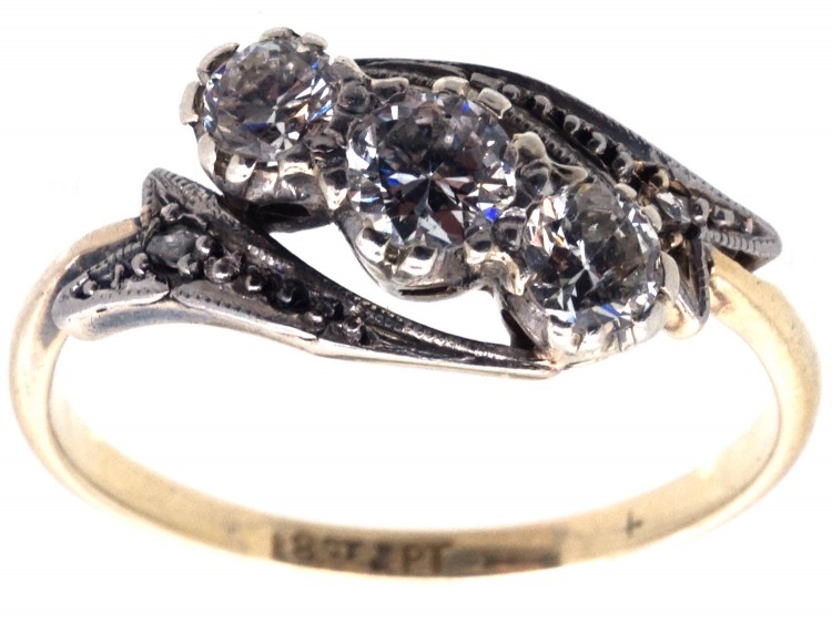 Edwardian Three Stone Diamond Twist Ring