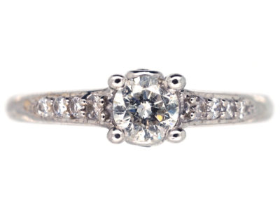 Diamond Solitaire Ring with Diamond Shoulders