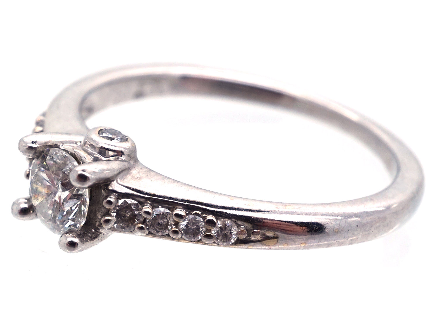 Diamond Solitaire Ring with Diamond Shoulders (718G) | The Antique ...