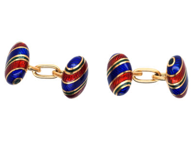 18ct Gold & Enamel Cufflinks by Tiffany