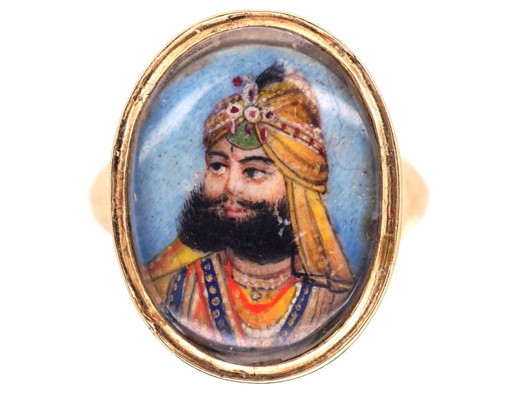 19ct Century 18ct Gold Indian Mughal Miniature Ring