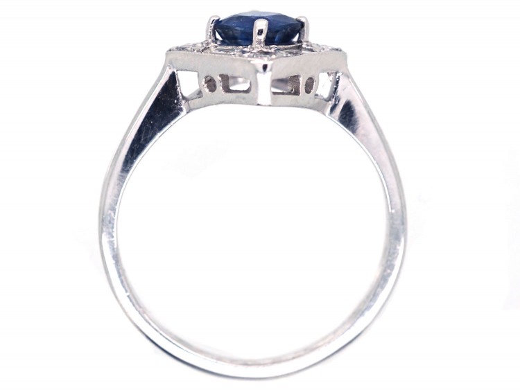 18ct White Gold Diamond & Sapphire Diamond Shaped Ring