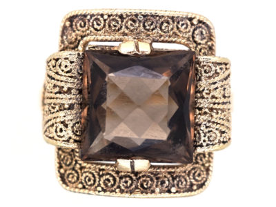 Theodor Farhner Silver Gilt ​& Smoky Quartz Ring