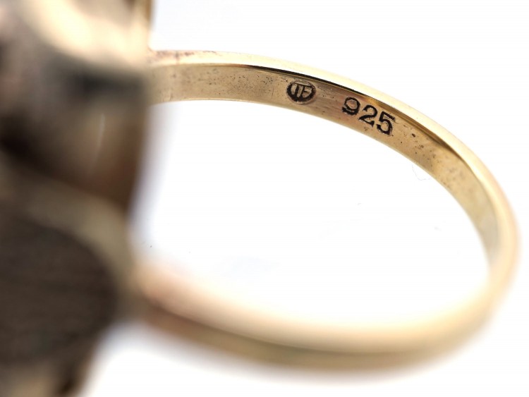 Theodor Farhner Silver Gilt ​& Smoky Quartz Ring