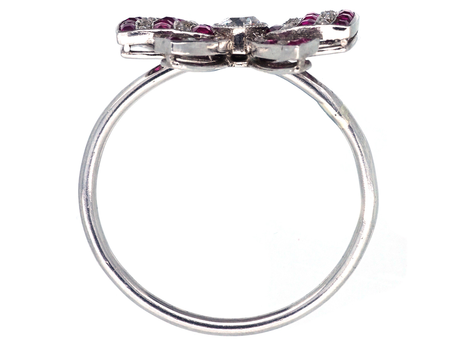 Edwardian Platinum, Ruby & Diamond Bow Ring (564G) The Antique