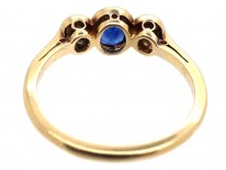 Sapphire & Diamond Millegrain Set Three Stone Ring