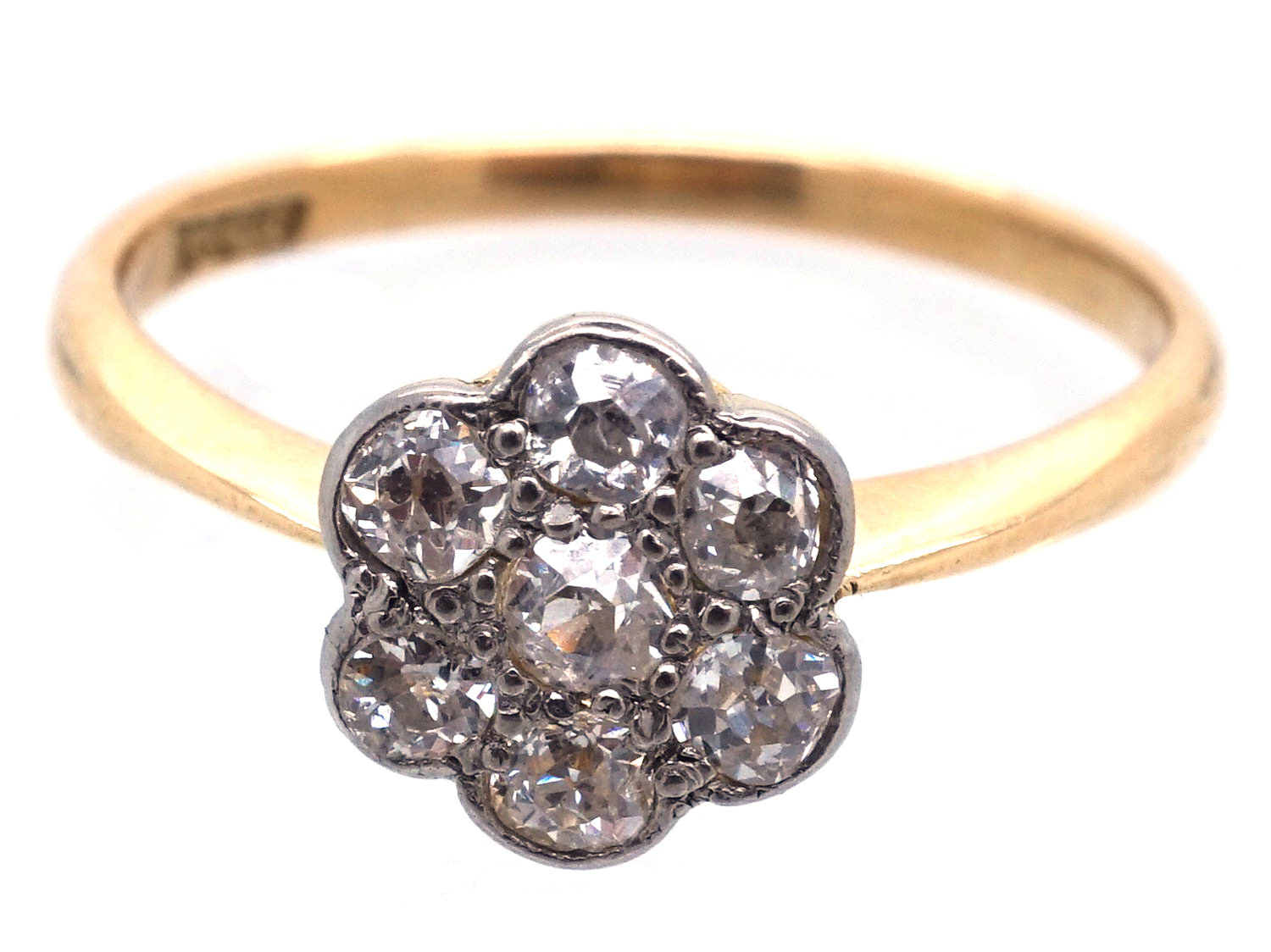 Edwardian Diamond Daisy Cluster Ring (735G) | The Antique Jewellery Company