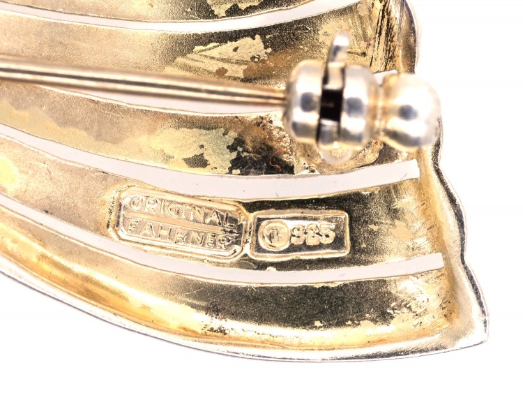 Theodor Fahrner Large Silver Gilt & Marcasite Bow Brooch