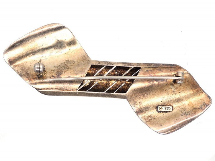 Theodor Farhner Silver Gilt & Marcasite Stylised Bow Brooch