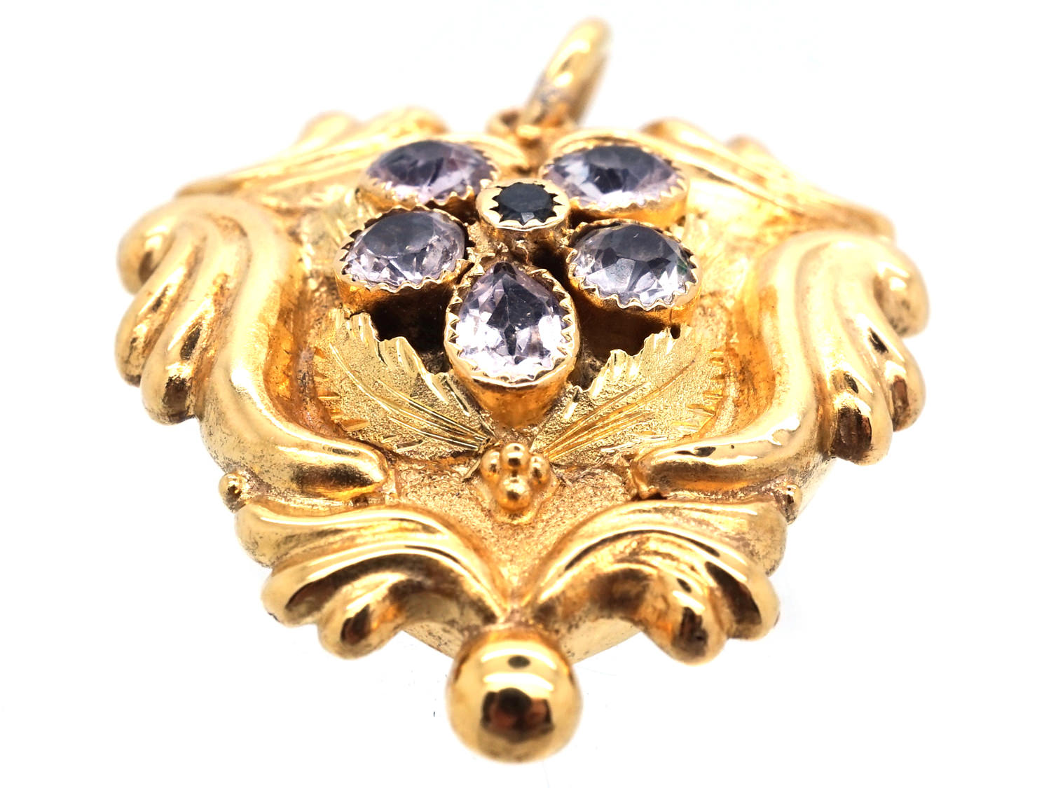 15ct Gold & Pansy Motif Pendant with Locket Back (770G) The Antique Jewellery Company
