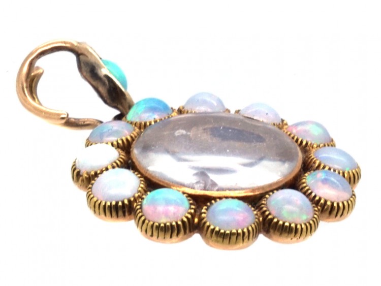 Edwardian 15ct Gold & Opal Locket Pendant