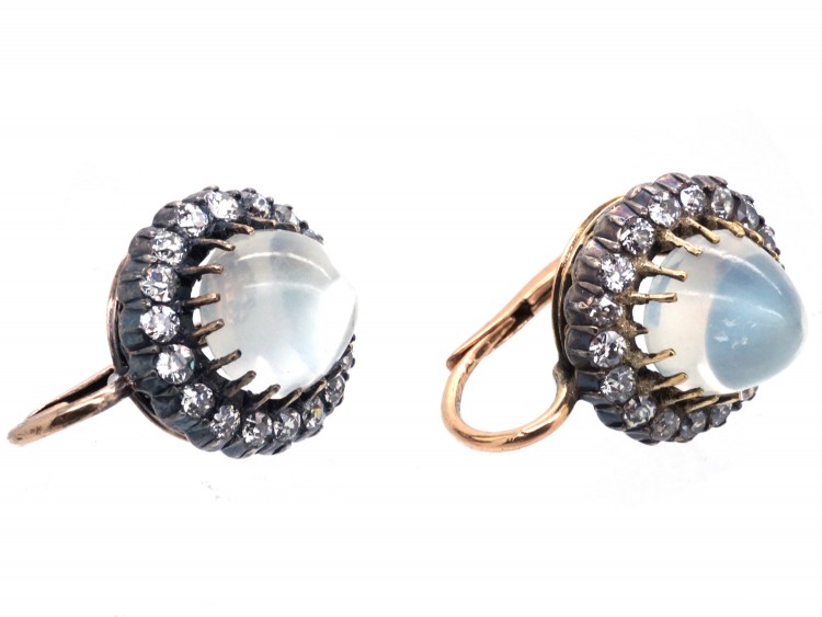 Edwardian Moonstone & Diamond Earrings