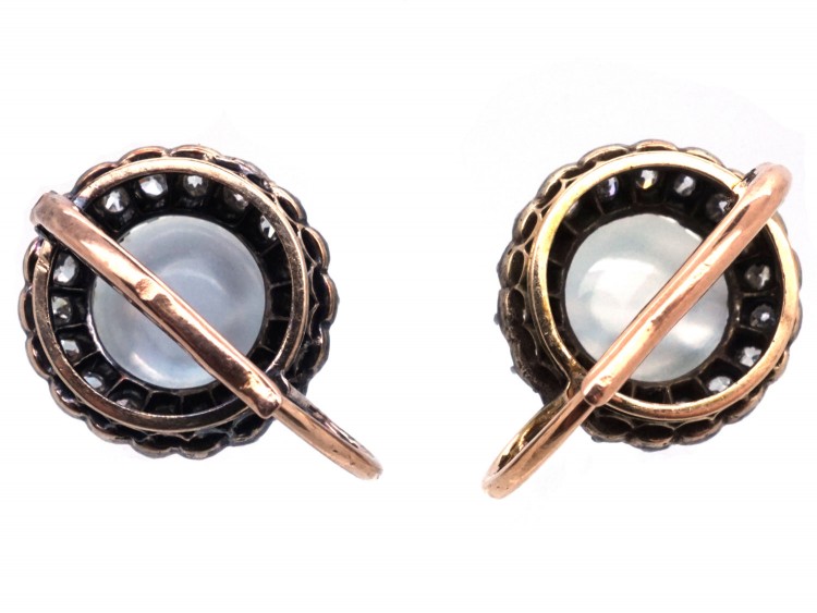 Edwardian Moonstone & Diamond Earrings