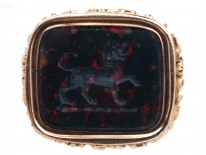 Regency Gold Seal with Bloodstone Intaglio of a Dog