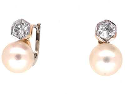 18ct White Gold Pearl & Diamond Earrings