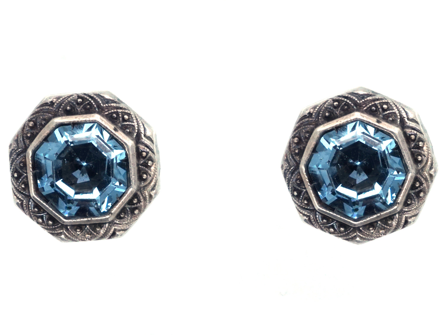 Art Deco Silver & Blue Paste Earrings (791G) | The Antique Jewellery ...