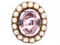 Pale Pink Topaz & Natural Split Pearl Cluster Ring
