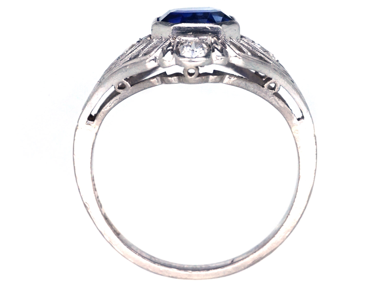 Art Deco 18ct White Gold & Platinum Ceylon Sapphire & Diamond Ring ...