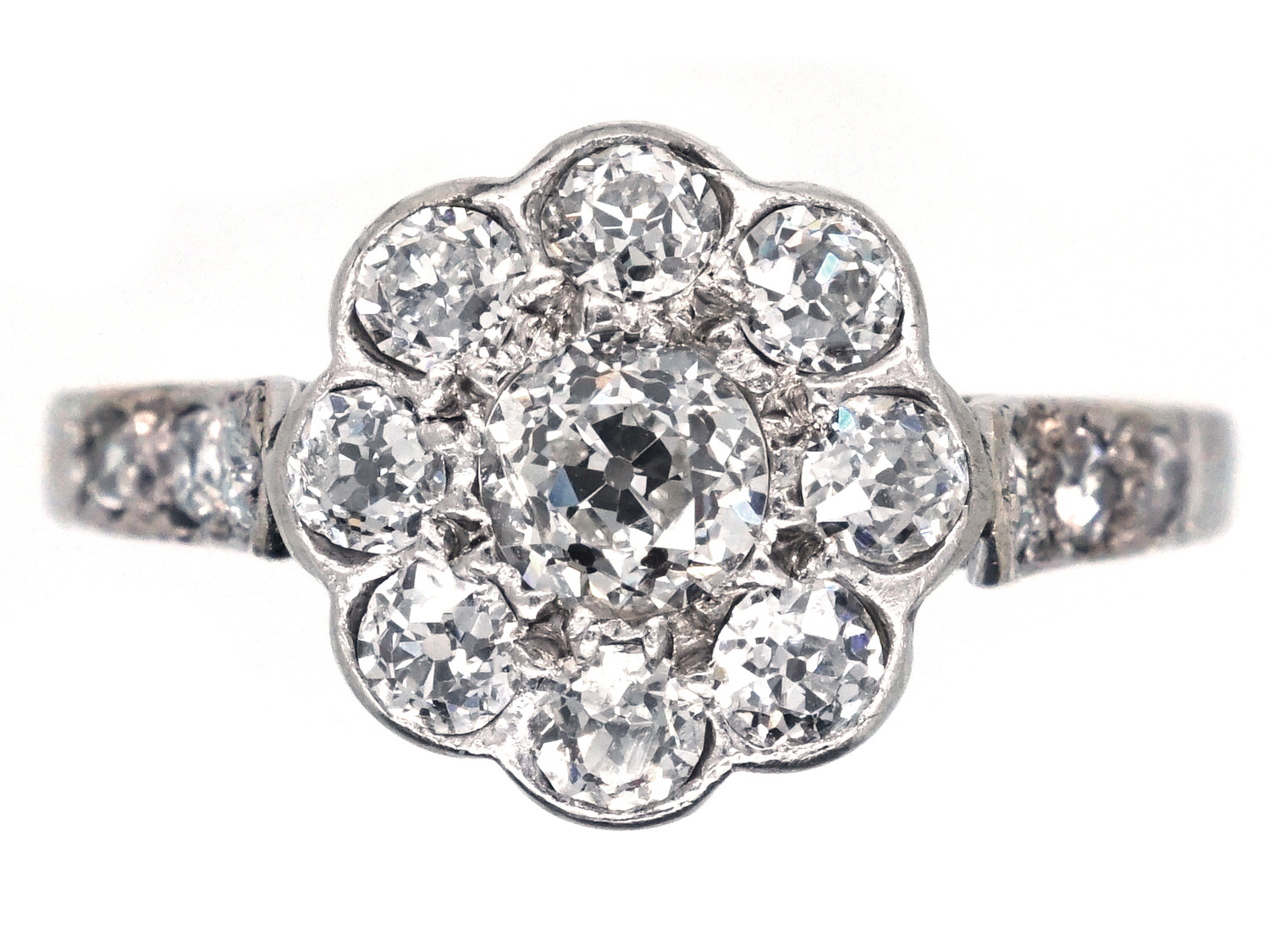 Edwardian Diamond Cluster Ring With Diamond Shoulders (758G) | The ...