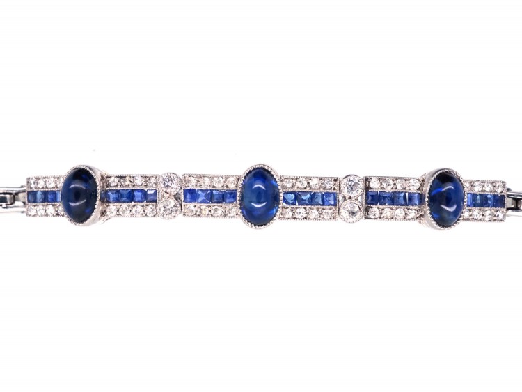 Art Deco 18ct White Gold & Platinum, Sapphire & Diamond Bracelet