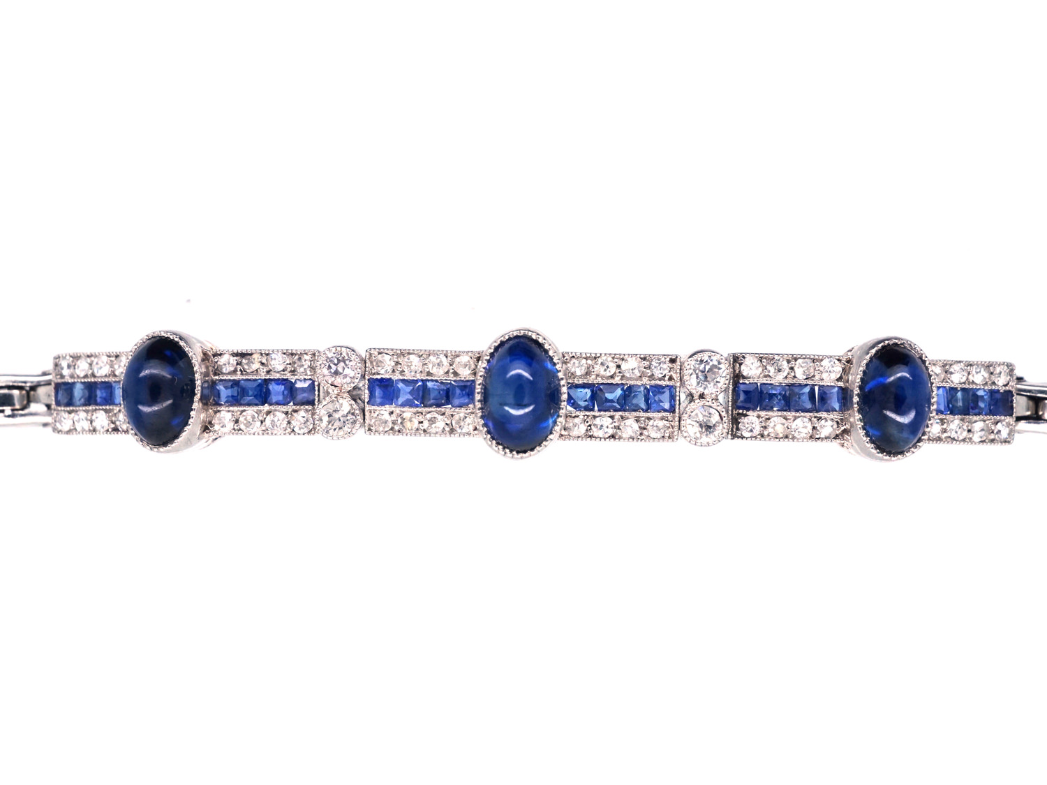 Art Deco 18ct White Gold & Platinum, Sapphire & Diamond Bracelet (748G ...