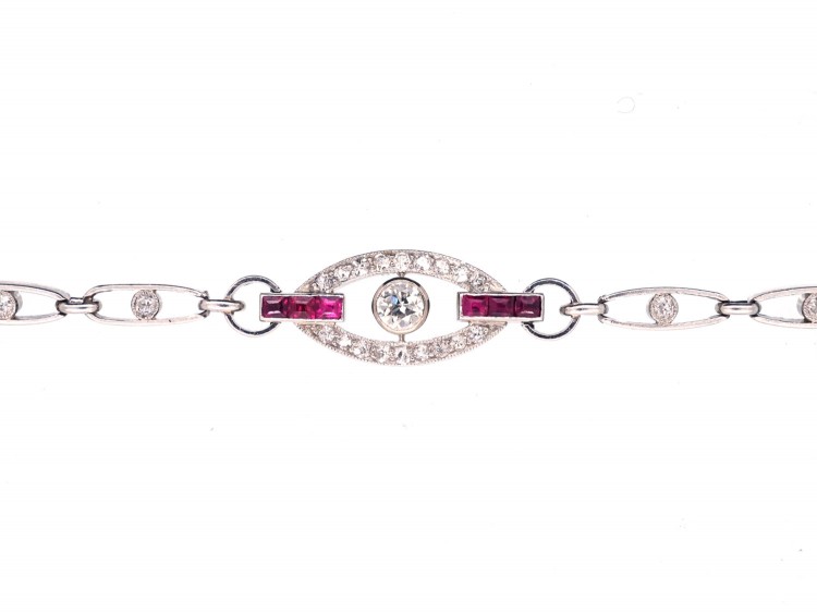 Art Deco Ruby, Diamond & Platinum Bracelet