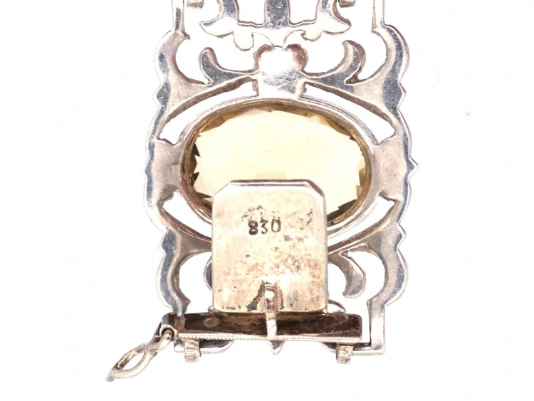 Art Deco Silver, Marcasite & Citrine Bracelet