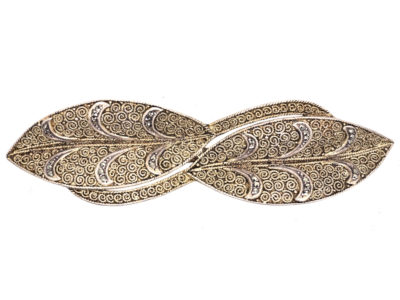 Theodor Farhner Silver Gilt & Marcasite Double Leaf Brooch