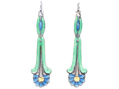 Silver & Enamel Drop Earrings