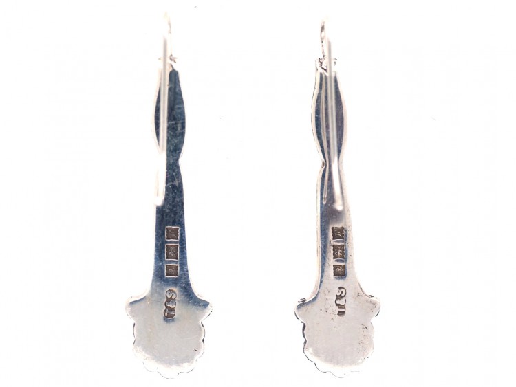 Silver & Enamel Drop Earrings