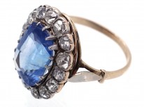 Large Ceylon Sapphire & Diamond Cluster Ring