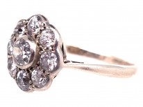 Large 18ct Gold & Platinum Diamond Daisy Cluster Ring