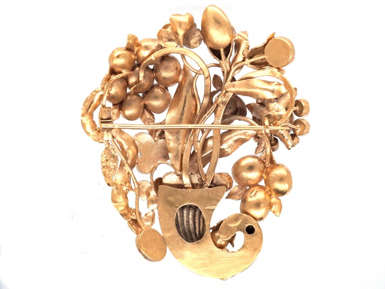 18ct Gold Large Georgian Cornucopia Brooch set with Precious Gemstones