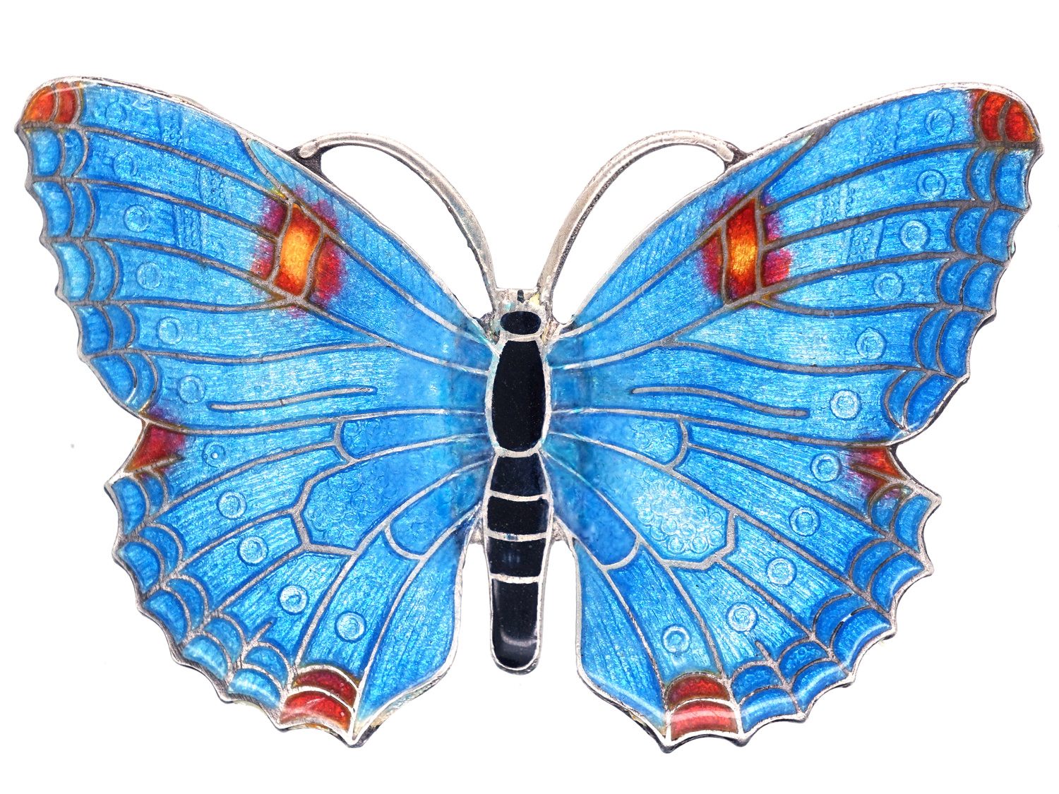 Silver, Red & Blue Enamel Butterfly Brooch (50G) | The Antique ...