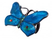 Small Silver & Blue Enamel Butterfly Brooch