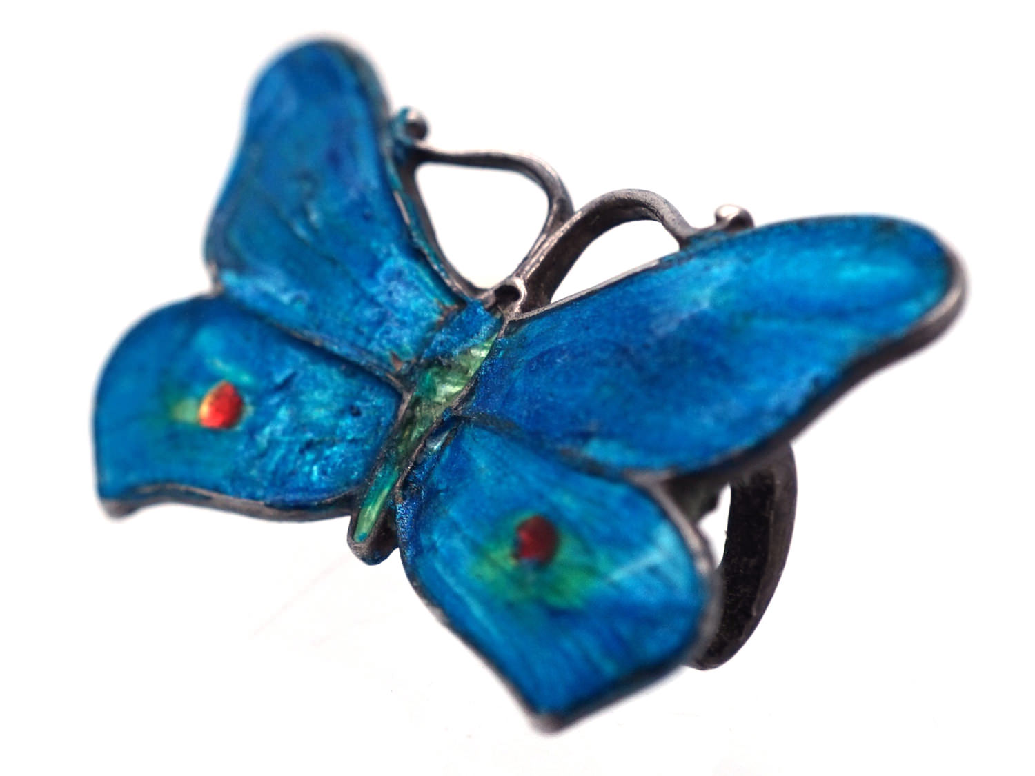 Small Silver & Blue Enamel Butterfly Brooch (55G) | The Antique ...